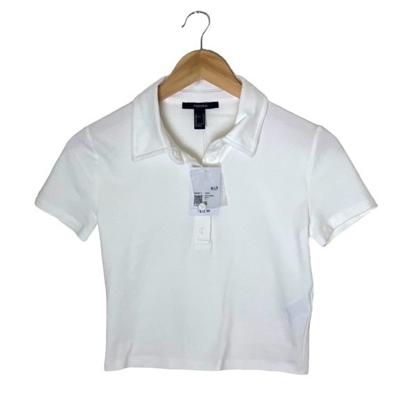 Forever 21 | NWT White short sleeve polo tee size small - Picture 1 of 7